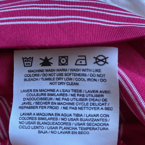 Nike Men’s Golf Tour Performance Dri Fit fuchsia & white striped shirt. XL - Picture 10 of 10